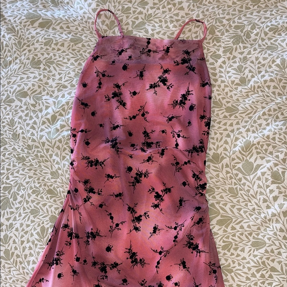 Wild Fable Rose Pink Dress with Black Floral Design, size S